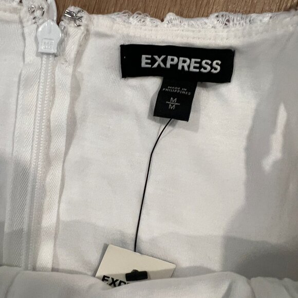 NWT Express White Lace Dress Bridal Rehearsal Dinner Engagement Size Medium - Picture 6 of 7